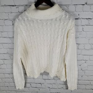 CAMPANA CLASSICS | vintage cotton cable knit turtleneck long sleeve sweater
